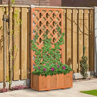 Trellis Planter Box Wooden Garden Raised Flower Bed Display For Climbing Plants • £50.95