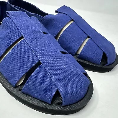 Fisherman Cotton Fabric Sandals Atoll 11 / 11.5 Men’s Vintage Shoes • $15