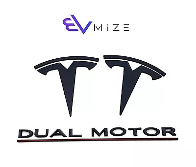 Tesla MODEL Y Emblem BUNDLE Front/Rear T Badge MATTE BLACK Logo OEM Dual Motor • $44.99