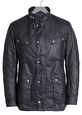 Barbour International Men's Duke Waxed Cotton Puffer Jacket In Navy Size M • $199.99