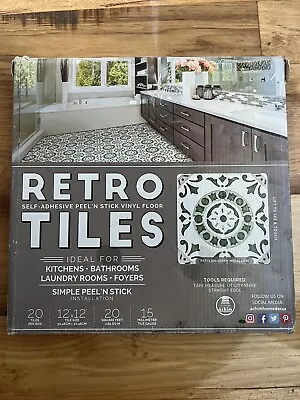 Retro Self Adhesive 12-Inch Vinyl Floor Tiles 20 Tiles - 12  X 12  Green Medal • $24.57