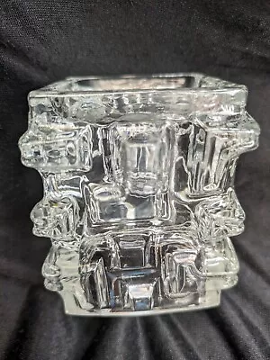 £10 • Buy Vintage 1970s  Rosice Glass Cube Votive Holder. Jiri Brabec.