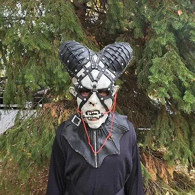 $134.99 • Buy CRAZY Looking Huge Dungeon Master Halloween Mask Rubber Horned Demon BDSM Black