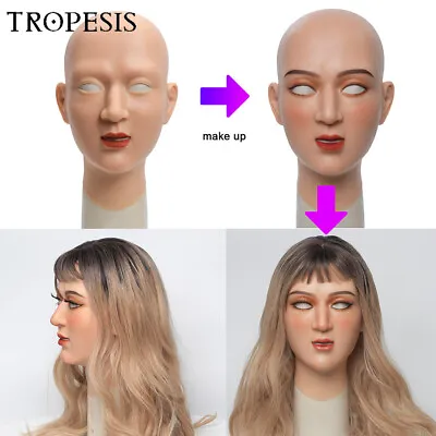 Tropesis Natural Realistic Silicone Female Head Mask For Crossdresser Cosplay • $69.30