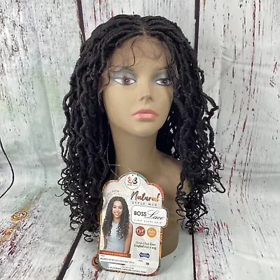 Micro NuLocs Feather Tips 22” #1B Off Black Natural Style Lace Front Wig Synthet • $75.99