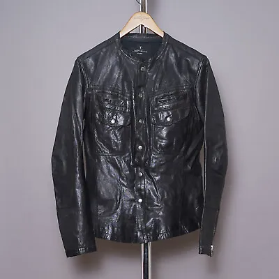 ALL SAINTS Mens MONSTER Leather Shirt Jacket SMALL Black Moto Biker Celebrity S • £179.99