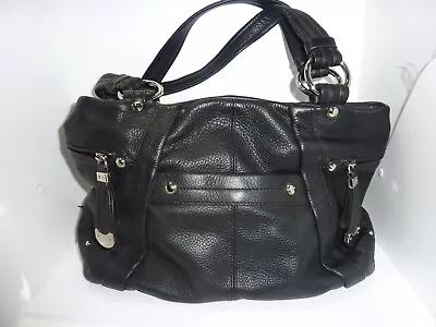 B Makowsky Black Leather Hobo Shoulder Bag Large Silver Hardware Lined • $49
