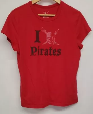 Pirates Of The Caribbean Women's XXL Red T-shirt I Heart Pirates Tee Disney USA • $15