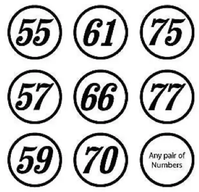 Vintage Racing Numbers CIRCLE PAIR 100mm - Vespa Lambretta Scooter Stickers- • £4.99