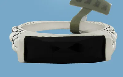MICHAEL DAWKINS GENUINE Black Onyx Checkerboard Ring .925 Silver NWT Size 6 • $0.99