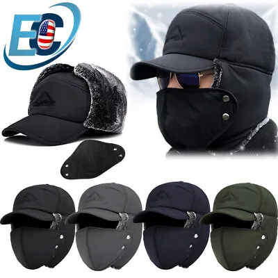 Winter Fur Ear Flap Trapper Hat Full Face Mask Aviator Thermal Warm Snow Ski Cap • $11.99