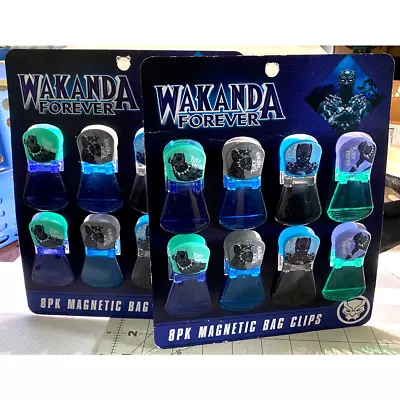 2 Pack Marvels Black Panther Wakanda Forever 8 Pack Magnetic Bag Clips Free Ship • $12