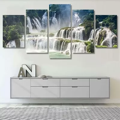Detian Waterfall 5 Piece Canvas Print Wall Art Poster Home Decoration • $161.80