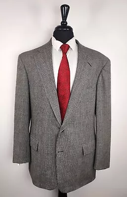 Polo Ralph Lauren Wool Flannel Beige Tan Glen Plaid 2 Button Blazer Jacket 44L • $39.99