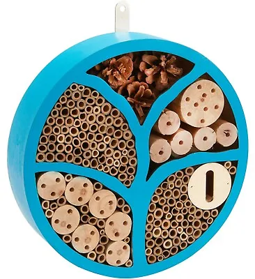 Circle Insect Hotel Wooden Bee House Natural Wood Garden Ting Bug Hotel Shelter • £15.99