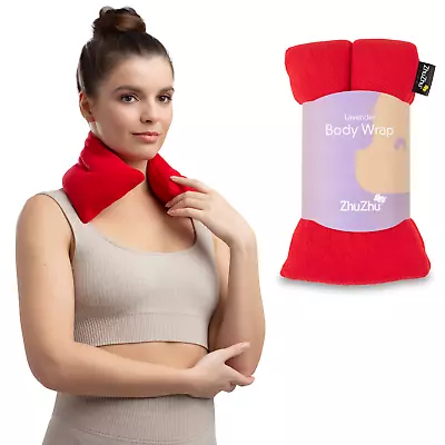 Zhu-Zhu Red Fleece - Lavender Body Wrap Microwave Wheat Bag Heat Pack Warmer Pad • £10.95