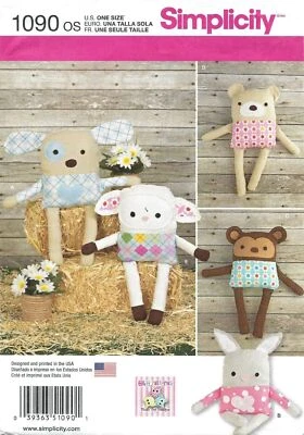 £8.99 • Buy Simplicity Sewing Pattern 1090 Toy Animals Rag Dolls Puppy Lamb B&W Cover Uncut