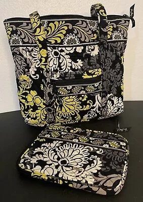 Vera Bradley BAROQUE Set Purse & Case MILLER Shoulder Tote Bag Yellow Gray 2010 • $39.99