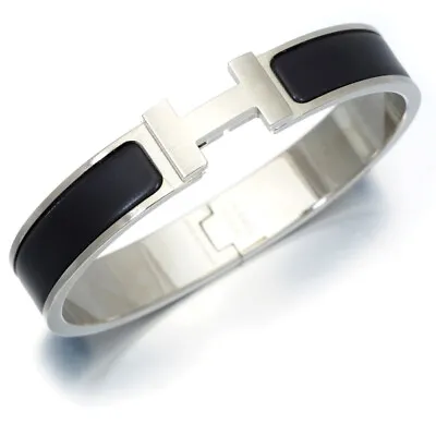 Auth HERMES Bracelet Click H Noir Black Bangle PM Enamel • $491.28