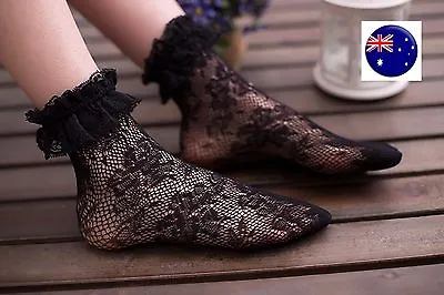 Women Girls Ankle Fancy Retro Lace Ruffle Frilly Princess School Short Socks • $8.50