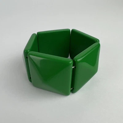 £14.99 • Buy Vintage Retro Chunky Green Plastic Bracelet Elasticated Costume Jewellery