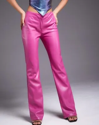 Motel Zyanna Hot Pink Leather Flare Pants S NWT • $13.50