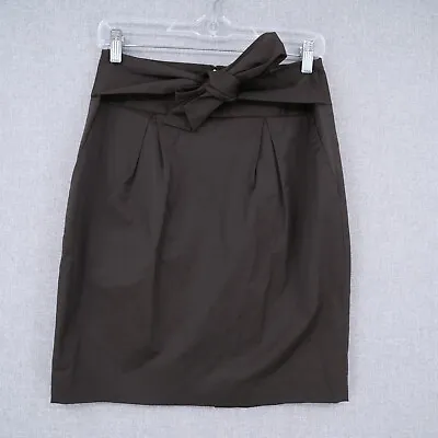 J. Crew Skirt Womens Size 2 Brown Bow Pencil Skirt Pleated Casual Business • $19.99