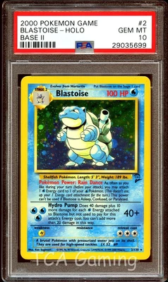 $500 • Buy PSA 10 GEM MINT Blastoise 2/130 HOLO RARE Base Set 2 Pokemon Card CS9-699