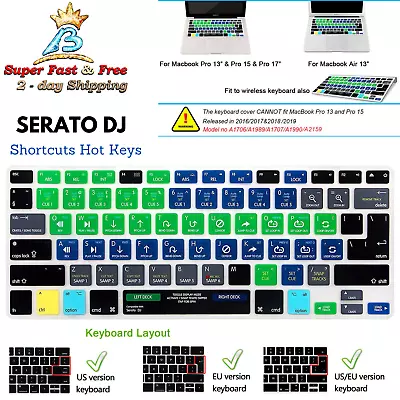 Serato DJ Hot Key Shortcut For Macbook Air Pro IMac Keyboard Skin Silicone Cover • $18.07