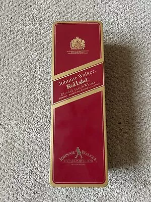 Vintage Johnny Walker RED LABEL Scotch Whiskey Metal Empty Tin 11-3/4  Tall • $27.33