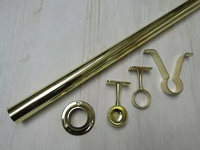 BRASS RETRO  Tube Wardrobe Hanging Clothes Garment Rail Fittings • £3.89