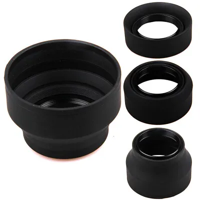 77mm 3 Stage Collapsible Rubber Foldable Camera Lens Hood For Canon Lens • $17.59