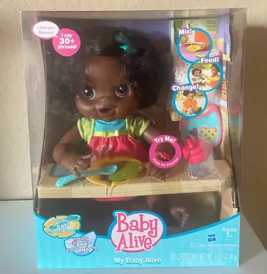 My Baby Alive AFRICAN AMERICAN Doll Retired  2010 Interactive Talk Eat Poop RARE • $699.99