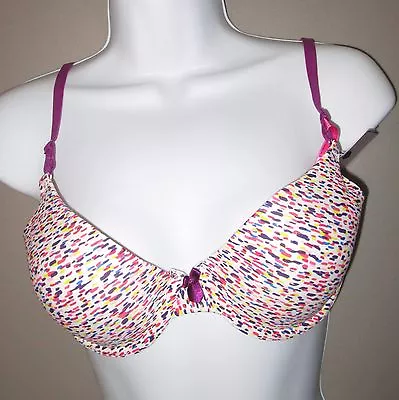 MAIDENFORM~34C~7959~Linear Dot Print One Fab Fit Demi UW T-Shirt Bra • $14.99