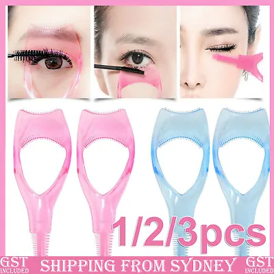 3 In 1 Eyelash Mascara Makeup Guard Protect Tool Applicator Curler Lashe Comb AU • $2.89