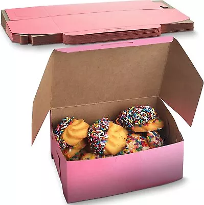 MT Products Cookie Boxes - 8  X 5.5  X 4  Pink Bakery Boxes No-Window Pack Of 15 • $17.47