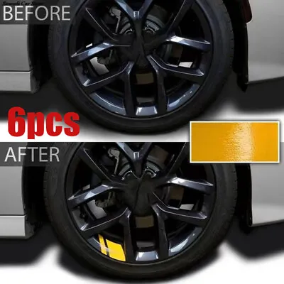 6x  Universal Car Wheel Rim Decal Hash Mark Sticker  Reflective Yellow • $5.99