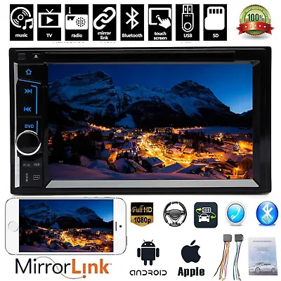Car Stereo Bluetooth SD Radio 2 Din CD DVD Player Mirror Link For GPS Navigation • $91.54