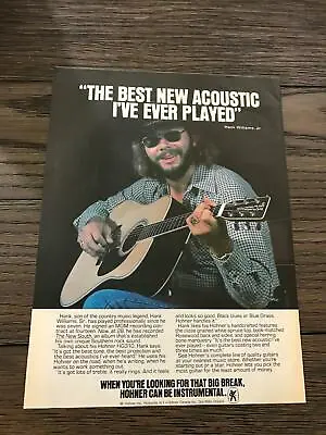 1979 Vintage Print Ad Hohner Acoustic Guitars Hank Williams Jr Best I've Played • $9.95
