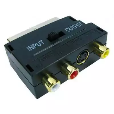 £4.38 • Buy SCART Adaptor AV Block To 3 RCA Phono Composite S-Video With In/Out Switch GOLD