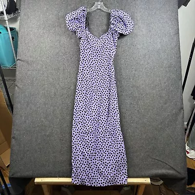 Zara Dress Women’s Extra Small Purple Lavender Polka Dot Puff Sleeve • $29.99