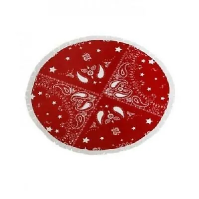 South Beach Dallas Red With White Stars Large Round Quality Beach Towel • £13.99
