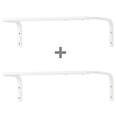 2 X IKEA Wall Mounted Clothes Rail Adjustable Bar Hanging Rack White 60-90cm New • £19.77