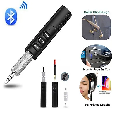 3.5mm Phone To AUX Bluetooth Wireless Car Stereo Music Receiver Adapter With Mic • £7.55