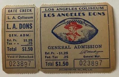 Los Angeles Dons AAFC Full Ticket General Admission Excellent Condition • $89