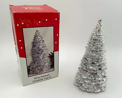 8  Vtg Decorative Silver Christmas Tree W/ Original Box International Christmas • $18