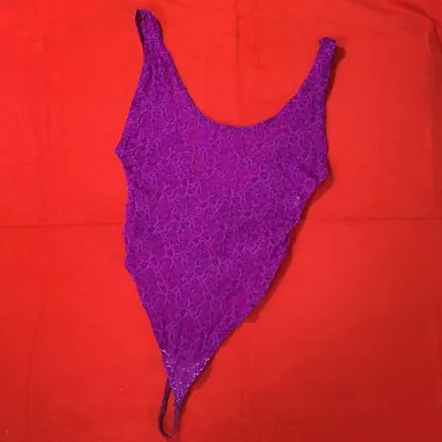 Vintage 80s Purple Lace Thong Bodysuit  • $31.99