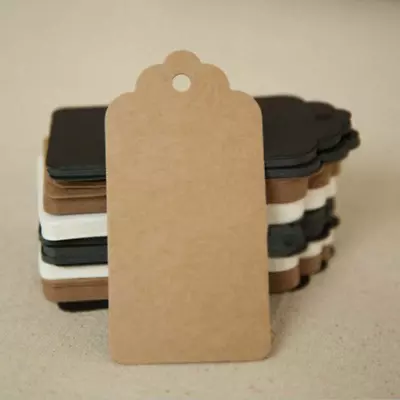 £3.49 • Buy ECO KRAFT Paper Gift TAGS Card Label | No String | 100 Per Pack | UK Seller 