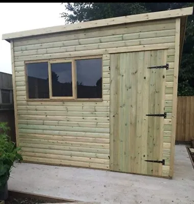 8x8 Pent Shed 14mm Heavy Duty Loglap Tanalised Shed Store Wooden Shed 8x8 Pent • £879