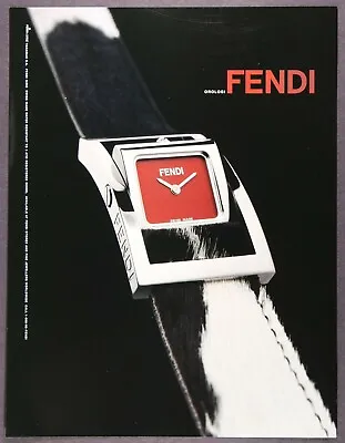 Fendi Orologi Swiss Wrist Watch Vintage Print Ad May 1999 • $14.95
